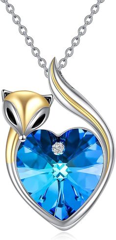 POPKIMI Gifts for Women Sterling Silver Necklaces Wolf/Dragon/Narwhal/Unicorn/Fox Necklace with Crystal Fashion Jewelry Birthday Gifts for Women in Saudi Arabia