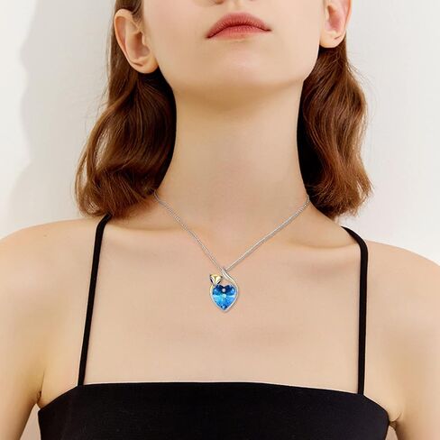 POPKIMI Gifts for Women Sterling Silver Necklaces Wolf/Dragon/Narwhal/Unicorn/Fox Necklace with Crystal Fashion Jewelry Birthday Gifts for Women in Saudi Arabia
