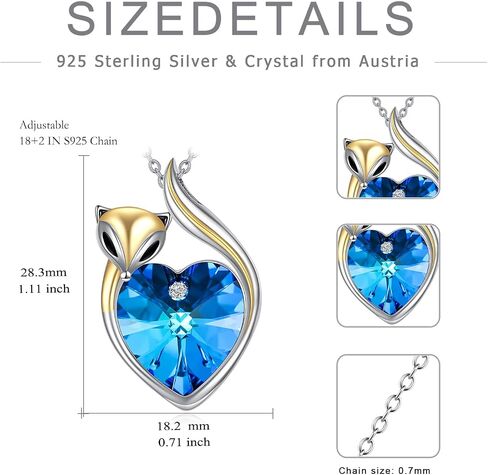 POPKIMI Gifts for Women Sterling Silver Necklaces Wolf/Dragon/Narwhal/Unicorn/Fox Necklace with Crystal Fashion Jewelry Birthday Gifts for Women in Saudi Arabia