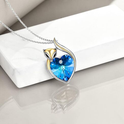 POPKIMI Gifts for Women Sterling Silver Necklaces Wolf/Dragon/Narwhal/Unicorn/Fox Necklace with Crystal Fashion Jewelry Birthday Gifts for Women in Saudi Arabia