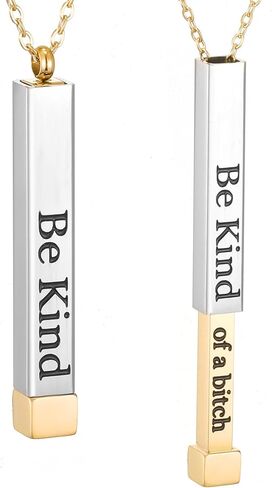 SKQIR Be Kind of a Badass Necklaces for Women with Hidden Message To Best Friends Sisters Funny Inspirational Gifts Vertical Bar Pendant Necklaces Jewelry Gag Gifts for Women in Kuwait