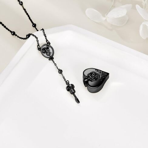 TIGER RIDER Sterling Silver LDR Stash Snuffle Spoon Gold/Black/White Gold/Rose Gold Necklace Hidden Scoop Rosary Chain Rose and Snake Pendant in Saudi Arabia