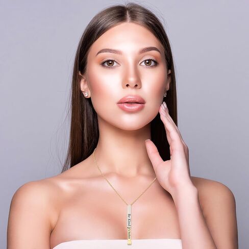 SKQIR Be Kind of a Badass Necklaces for Women with Hidden Message To Best Friends Sisters Funny Inspirational Gifts Vertical Bar Pendant Necklaces Jewelry Gag Gifts for Women in Kuwait