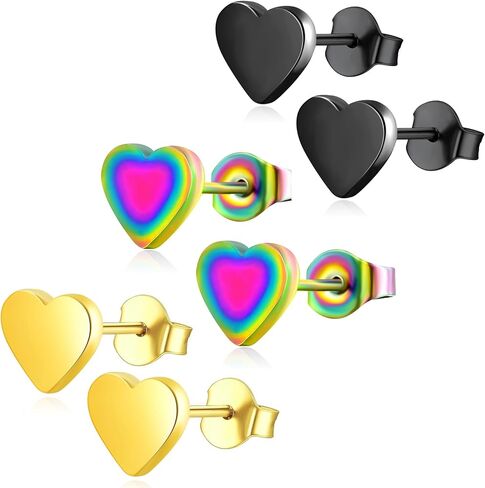 Stainless Steel Tiny Love Heart Button Stud Post Earrings for women earrings studs Dainty Simple hypoallergenic earring in Kuwait
