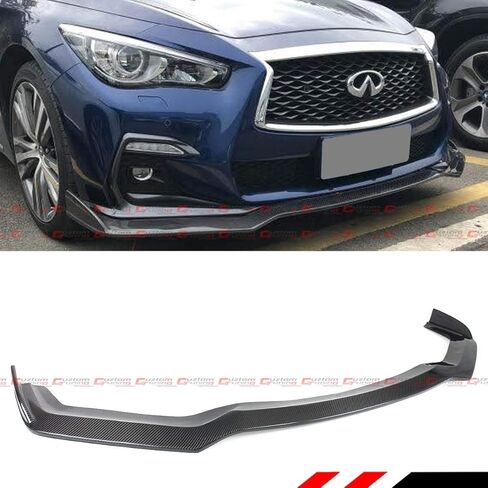 Real Carbon Fiber Front Bumper Lip Chin Spoiler Splitter Compatible for 2018-2023 Infiniti Q50 Sport RS Red Sport in Saudi Arabia