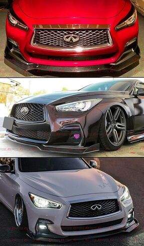Real Carbon Fiber Front Bumper Lip Chin Spoiler Splitter Compatible for 2018-2023 Infiniti Q50 Sport RS Red Sport in Saudi Arabia