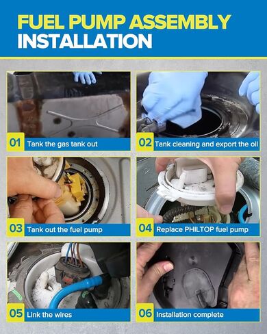 Philtop FG0845 مجموعة مضخة الوقود الكهربائية متوافقة مع 2004-2008 فورد F-150 4.2L/4.6L/5.4L ، يحل محل E2434M ، P76335M ، P76343M ، RE0896S ، SP2004M ، TU269 in Kuwait