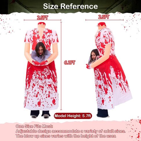 زي قابل للنفخ 6.1 قدم ، ممرضة Zombie Holloween الأزياء القابلة للنفخ حجم البالغين للنساء ، رعب ممرضة دموية التضخم لعطلة الحفلات تأثيلي in Saudi Arabia