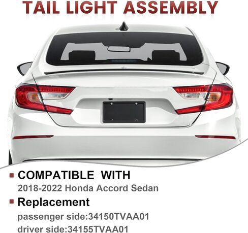 LED Tail Lights Inner Assembly Compatible with 2018-2022 Honda Accord Sedan,Left Driver Side Rear Light Taillights Replacement # 34155TVAA01 in Saudi Arabia