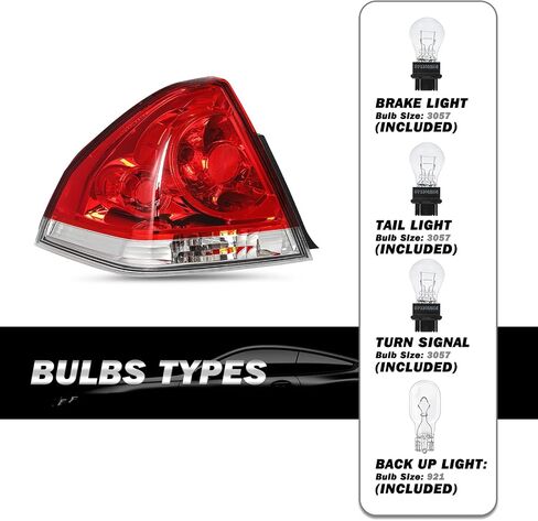 تناسب 2006-2013 Chevy Impala Tail Light Assembly استبدال الهالوجين الخارجي الخلفي الخلفي OE بديل البديل البديل المصباح مجموعة LH+RH in Saudi Arabia