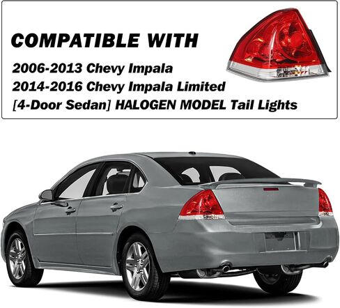 تناسب 2006-2013 Chevy Impala Tail Light Assembly استبدال الهالوجين الخارجي الخلفي الخلفي OE بديل البديل البديل المصباح مجموعة LH+RH in Saudi Arabia