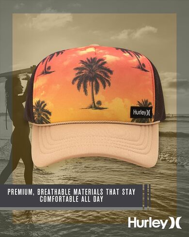 Hurley Men's Rincon Trucker Hat - Breathable Mesh Sides, Curved Bill, Adjustable Snap Closure - Trucker Hats for Men in Saudi Arabia