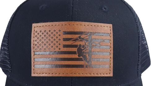 American Flag with Lineman Hats for Men, Adjustable Leather Patch Electrician Baseball Cap in Saudi Arabia