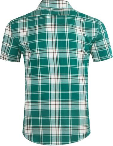 Men's Button Down Plaid Short Sleeve Work Casual Western Dress Shirt in Kuwait