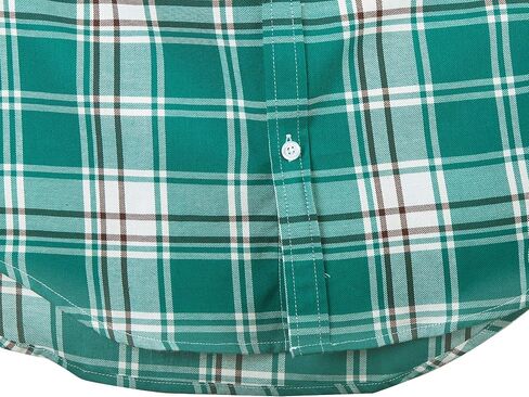 Men's Button Down Plaid Short Sleeve Work Casual Western Dress Shirt in Kuwait