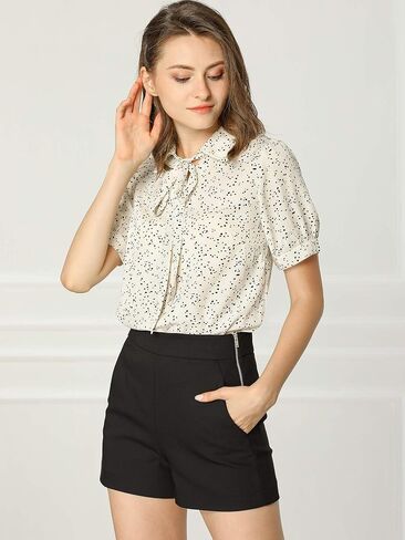 Allegra K Women's Retro Blouses Printed Bow Tie Peter Pan Collar Chiffon Blouse in Saudi Arabia