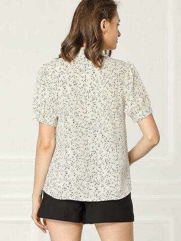 Allegra K Women's Retro Blouses Printed Bow Tie Peter Pan Collar Chiffon Blouse in Saudi Arabia