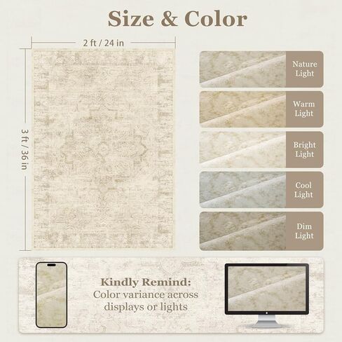 Moody Distressed 2x8 Runner Rugs for Hallways Entryway, Vintage Medallion Pinted Carpet Runner for Kitchen/Bedroom Bedside/Laundry Room/Bathroom Low Pile Washable Non Slip, Multi Brown/Olive in Saudi Arabia