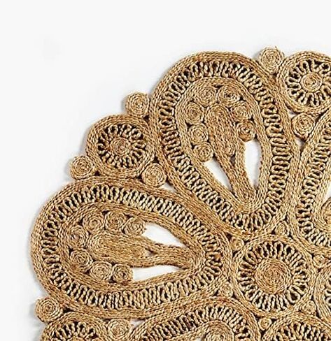 GRUHUM - Handwoven Jute Area Rug-4 feet Round- Natural Fiber Boho Soft Braided Rustic Vintage Beige Reversible Eco Friendly Farmhouse Rugs-Indoor Outdoor Kitchen Bedroom LivingRoom Hallways (4'Round) in Kuwait