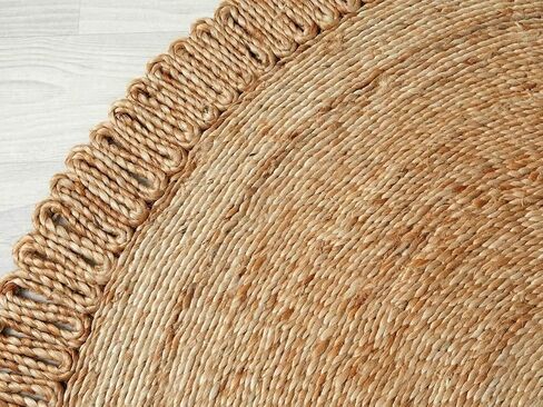 GRUHUM - Handwoven Jute Area Rug-4 feet Round- Natural Fiber Boho Soft Braided Rustic Vintage Beige Reversible Eco Friendly Farmhouse Rugs-Indoor Outdoor Kitchen Bedroom LivingRoom Hallways (4'Round) in Kuwait