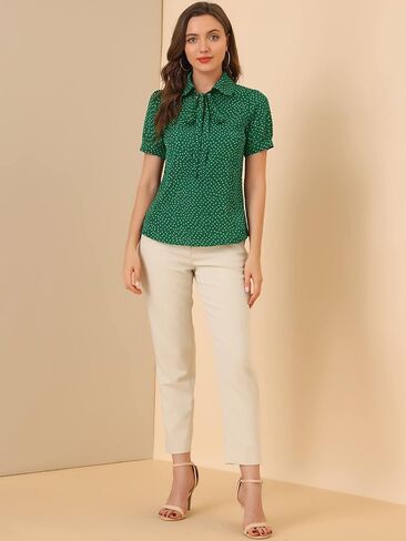 Allegra K Women's Retro Blouses Printed Bow Tie Peter Pan Collar Chiffon Blouse in Saudi Arabia