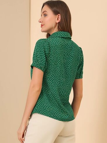 Allegra K Women's Retro Blouses Printed Bow Tie Peter Pan Collar Chiffon Blouse in Saudi Arabia