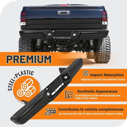 KUAFU Rear Bumper Compatible with 1997-2004 Dodge Dakota Model Step Bumper w/Bracket Without Sensor Hole Replacement for CH1103104 in Saudi Arabia