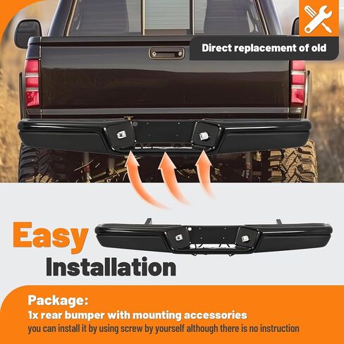 KUAFU Rear Bumper Compatible with 1997-2004 Dodge Dakota Model Step Bumper w/Bracket Without Sensor Hole Replacement for CH1103104 in Saudi Arabia