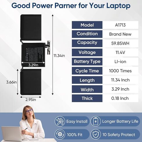 8000mAh A1466 Replacement Laptop Battery for MacBook Air 13 inch A1466 (Mid 2012,Mid 2013,Early 2014,Early 2015,2017) A1369(Late 2010,Mid 2011 Version) A1496 A1405 A1377 (EMC :2925, 2469, 2559, 2392) in Saudi Arabia