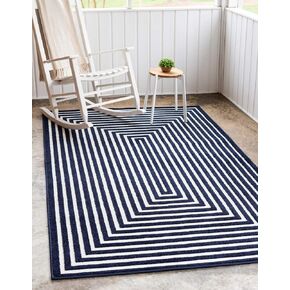 Sabrina Soto Outdoor Collection Area Bruc-Prescott ، 8 أقدام × 10 أقدام ، أزرق بحرية/عاج in Saudi Arabia