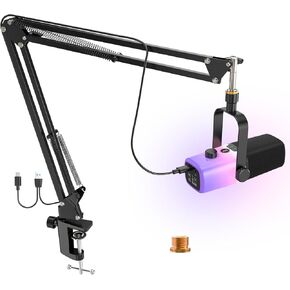 ZealSound USB Gaming Microphone,PC Microphone for phone tablet with RGB for Streaming Podcast Vocal Recording ASMR, Computer Mic with Noise Cancellation,Mute Button,Gain Knob,Desktop Arm Boom Stand in Kuwait