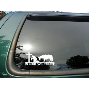 Cowboy Praying with Cross - Die Cut Christian Vinyl Window Decal/sticker for Car or Truck 3.5"x8" in Saudi Arabia