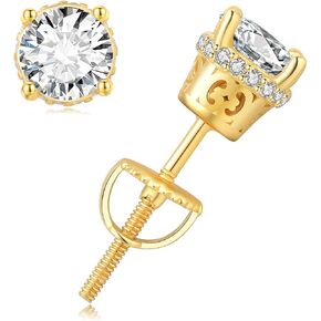 YAMI 925 Sterling Silver Pearl Earrings with Screw Back, Freshwater Cultured Pearls White Gold Plated Cubic Zirconia Stud Earrings for Women Men in Kuwait