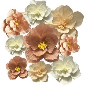 BRT Bearingshui Crepe Paper Flowers Decoration for Wall Total 9 Pcs, Artificial Flowers for Wedding Flower Backdrop Decor, Baby Bridal Shower Birthday Party, Red Black White 3D Wall Flowers Decor in Kuwait