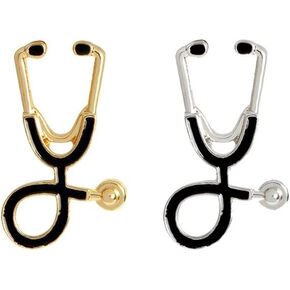 Joyid 2pcs/مجموعة لطيف سماعة الطبيب ECG الطبيب الطبيب ممرضة المينا طوق طوق بروش للنساء الرجال الأطفال in Kuwait