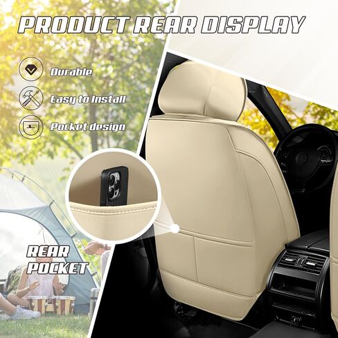 Car Seat Covers Fit for Toyota Camry 2000-2025, Stylish Sport Seat Covers, Waterproof Wear-Resistant Premium Nappa Leather Car Seat Cover.(Full Set with Pillow/Beige) in Saudi Arabia