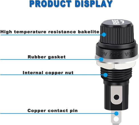 8 Pcs Panel Mount Fuse Holder 6x30mm 12V DC 250V AC Waterproof Weatherproof Screw Cap Fuse Holders with Pre-Soldered Wires 120MM/4.72inch 20AWG 16PCS 10A/15A Glass Tube Fuses in Kuwait