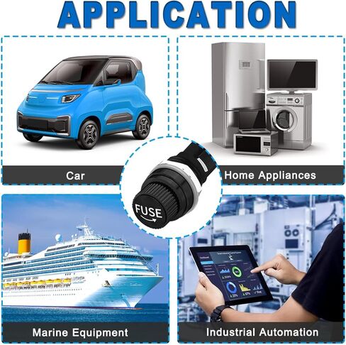 8 Pcs Panel Mount Fuse Holder 6x30mm 12V DC 250V AC Waterproof Weatherproof Screw Cap Fuse Holders with Pre-Soldered Wires 120MM/4.72inch 20AWG 16PCS 10A/15A Glass Tube Fuses in Kuwait