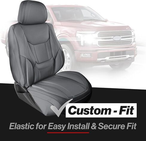 Coverland Custom Car Seat Covers Compatible with 2015-2025 Ford F-150 Super, SuperCrew - Premium Leather Non-Slip Memory Foam Waterproof Seat Cover Custom Interior Protector [Full Set Seat-Dark Gray] in Kuwait