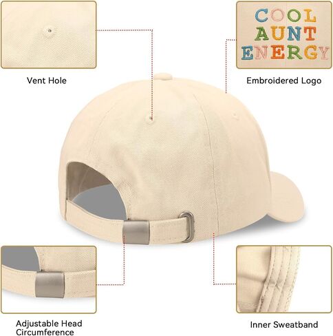 Cool Aunt Energy Hat ، أفضل عمة على الإطلاق ، هدايا على الإطلاق ، وتطريز قابلة للتعديل للبيسبول Cap Beige in Saudi Arabia