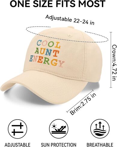 Cool Aunt Energy Hat ، أفضل عمة على الإطلاق ، هدايا على الإطلاق ، وتطريز قابلة للتعديل للبيسبول Cap Beige in Saudi Arabia