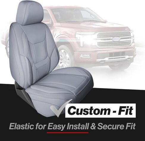Coverland Custom Car Seat Covers Compatible with 2015-2025 Ford F-150 Super, SuperCrew - Premium Leather Non-Slip Memory Foam Waterproof Seat Cover Custom Interior Protector [Full Set Seat-Dark Gray] in Kuwait