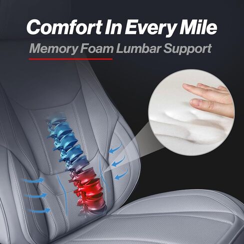 Coverland Custom Car Seat Covers Compatible with 2015-2025 Ford F-150 Super, SuperCrew - Premium Leather Non-Slip Memory Foam Waterproof Seat Cover Custom Interior Protector [Full Set Seat-Dark Gray] in Kuwait