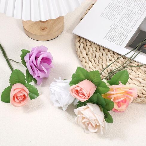 50 PCS الأوراق الاصطناعية ، الورود المزيفة الحريرية الحرف الخضراء ، ديكورات حفل زفاف عيد الميلاد ، تنبع أوراق الزفاف من أجل الباقات ، أكاليل الزهور ، أكاليل ، ترتيبات زهرية ، DIY (3 أوراق 2.95 "/ 7.5 سم) in Kuwait