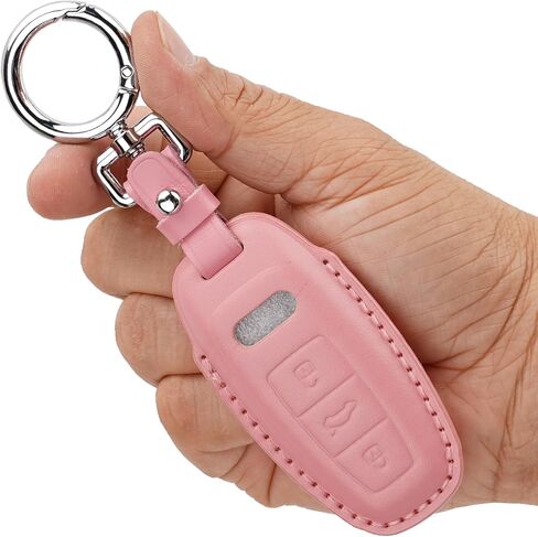 Genuine Leather Key Fob Cover with Keychain, Compatible with 2019-2022 A3, A6, A7, E-Tron, A8, and Q8 Smart Key (Green) in Kuwait