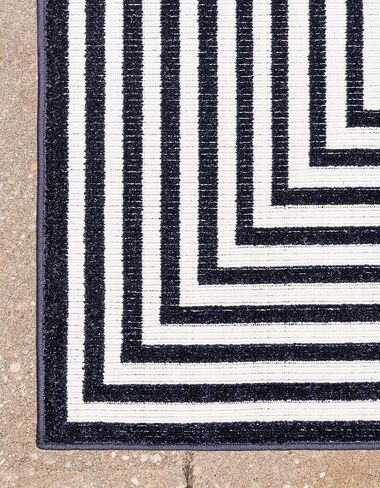 Sabrina Soto Outdoor Collection Area Rug-Prescott, 8 ft x 10 ft, Navy Blue/Ivory in Saudi Arabia