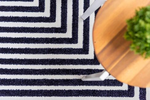 Sabrina Soto Outdoor Collection Area Rug-Prescott, 8 ft x 10 ft, Navy Blue/Ivory in Saudi Arabia