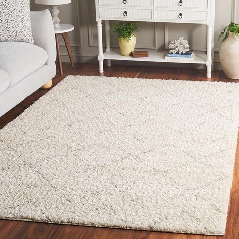 SAFAVIEH Arizona Shag Collection Area Rug - 6'7" x 9'2", Grey & Ivory, Moroccan Design, Non-Shedding & Easy Care, 1.6-inch Thick Ideal for High Traffic Areas in Living Room, Bedroom (ASG743D) in Saudi Arabia