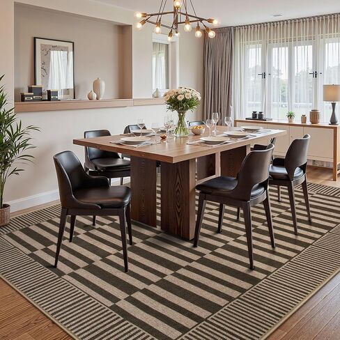 Beeiva Striped Easy Jute Rug, 3x5 Outdoor Rugs for Porch, Farmhouse Washable Patio Rug Front Door Mat for Entryway Porch Outside Entrance Mudroom - Black in Kuwait