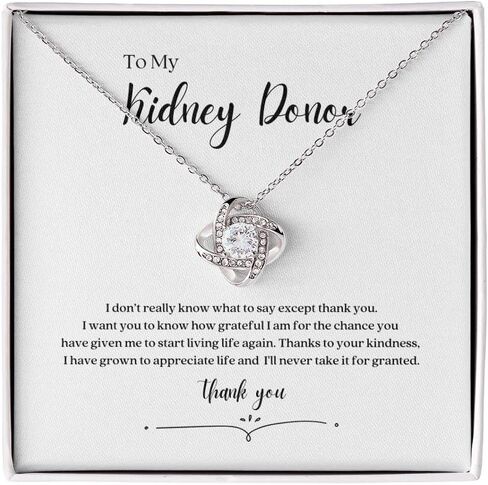 Kidney Donor Thank You Necklace with Message Card, 14k White Gold with Cubic Zirconia in Saudi Arabia
